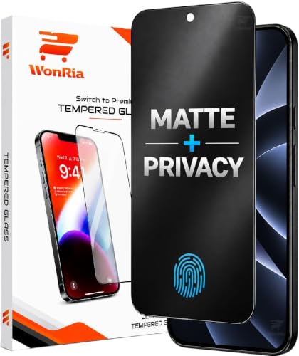 Image of WonRia Pack 1- Matte Privacy Tempered Glass for Pixel 11 | Pixel 11 Pro 5G [FingerPrint Unlock] Screen Guard Protector | Anti-Spy | Anti Glare | Case Friendly - Installation Kit