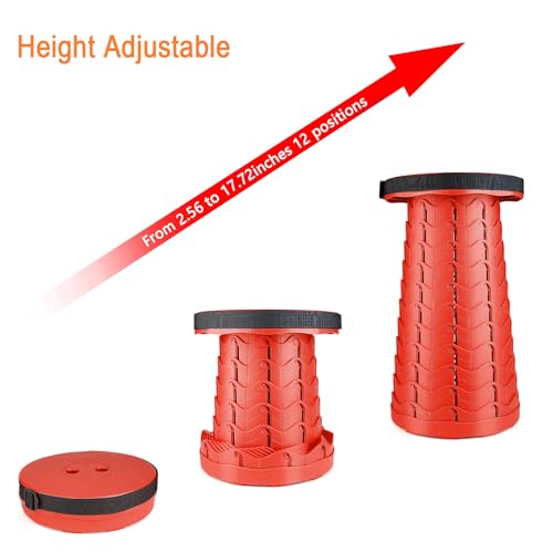 Image of Boreeman Upgraded Folding Stool Lightweight Yet More Sturdy with Load Capacity 400lbs Portable Collapsible Stool for Camping Fishing Hiking BBQ (All Red)