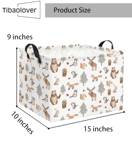 Image of Rectangular Valentines Basket for Women Girls Storage Bin Organizer Box Shelf Room Decor(Grey Animal)