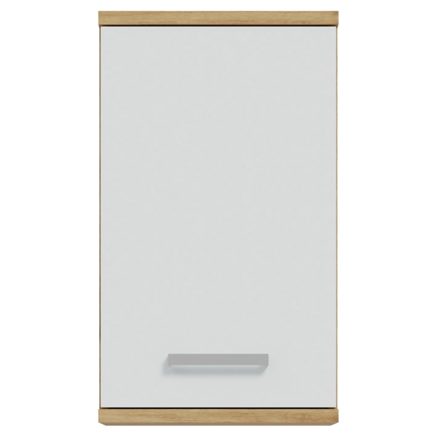 Forte VERIS Hängeschrank 40, moderner Badezimmerschrank, 1-türig, Holzwerkstoff, Weiß mit Artisan Eiche Holzdekor, 40,2 cm breit x 68,8 cm hoch x 29 cm tief