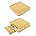 Bamboo Cheese Board - 4 Piece Cheese Knife Set - 4 Coasters - Wood Charcuterie Board, Cheese Platter & Serving Tray
