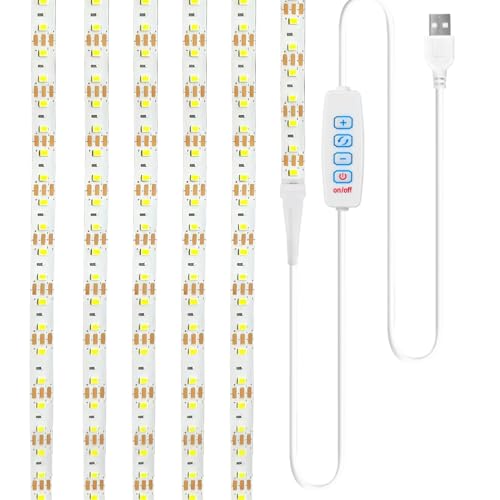 Bpzmm 5V Tira LED COB USB Autoadhesiva 2M, Tira de Luz USB de 8 mm para Espejo Tocador Baño Dormitorio y Bricolaje en Casa, 3 Colores y 9 Niveles de Atenuación