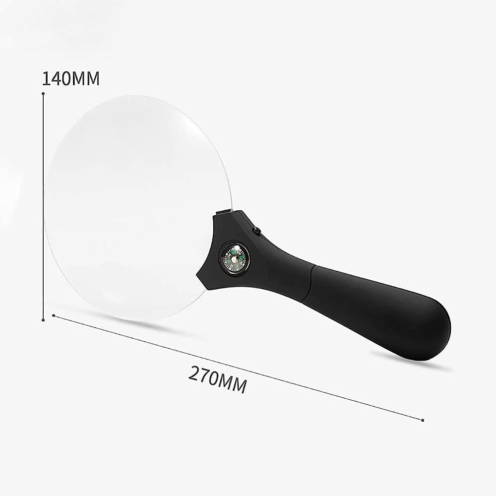 Lupa De Mano con Luz Led 10X, Lupa De Lectura, Lente Sin Distorsión para Personas Mayores con Baja Visión, para Leer Libros, Revistas, Periódicos Y Mapas. con Lupa/Negro,