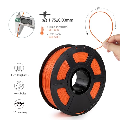 Image of iSANMATE ASA Filament 1.75mm Orange 1KG, UV & Weather Resistant 3D Printer Filament Perfect for Outdoor Functional Parts, Dimensional Accuracy + /- 0.02mm, 1kg Spool (2.2lbs)