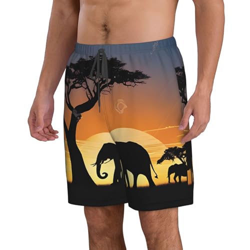 African Elephant Men's Quick Dry Beach Shorts Swim Trunks with Pockets Board Shorts2