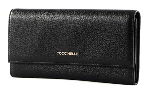 Coccinelle Leder Geldbörse Metallic Soft Wallet Noir schwarz