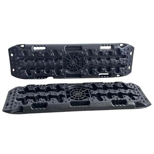 2 Stück sandbleche Offroad，anfahrhilfe wohnmobil，Reifenleiter für Sand/Schlamm/Schnee, 10T， Traktionsmatte für Geländewagen PKW LKW (Schwarz, 107 x 31 x 7 cm)