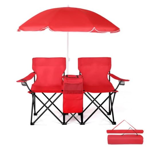 VINGLI Beach Chair with Adjustable Umbrella