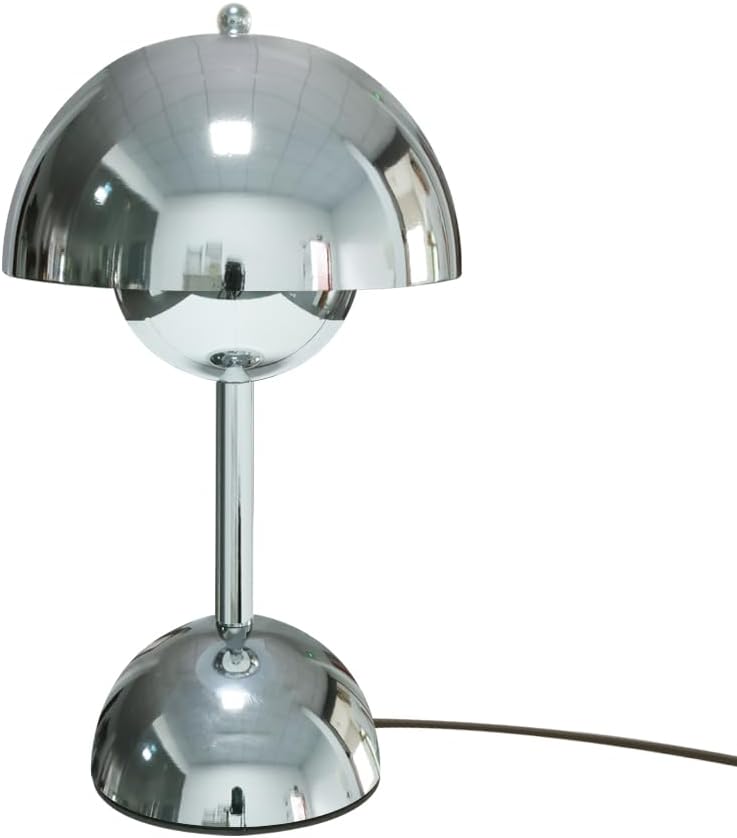 ELINKUME Mushroom Lamp with Touch Control,Power Cord Plug,3000K Warm Light Table Bedside Lamp,Dimmable Mushroom Desk Lamp,for Bedroom,Living Room,Study,Cafe,Restaurant(Silver,Include G45 LED Bulb)