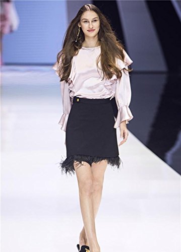 Fqtanju 2 Yards Soft & Natural Ostrich Feathers Fringe Trims Ribbon Used For Dress, Sewing, Craft Clothing, Lighting Decoration, Clothing Diy, Etc. (Black) #TOP7