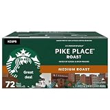 Starbuks Pike Place Roast Medium Roast K'Cup Pods, 72 Count - Single-Serve Coffee Pods for kcups-Brewers - Smooth, Balanced Flavor - Perfect for Morning Coffee