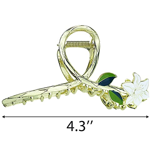 3 Pcs Large Metal Hair Clips Tulip Hair Clips Rose Flower Claw Clips Women for Straight Curly Long Hair Thicken Hair - Image 2