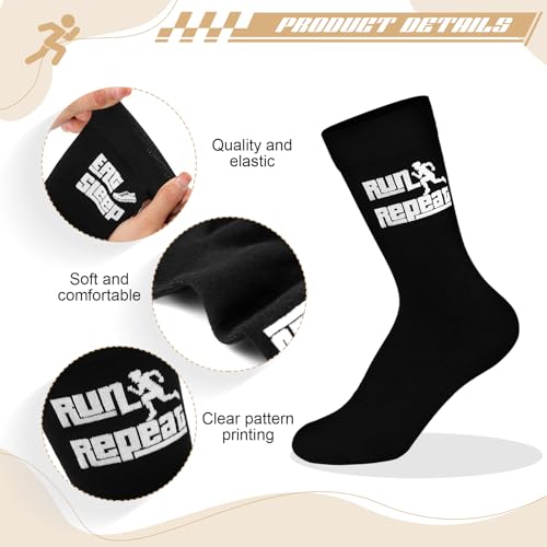 Teenyyou 3 Pcs Track and Field Gift Cross Country Running Gifts 11.2 oz Runner Coffee Mug Ceramic Mug Black Runner Socks Track and Field Running Socks Keychain for Women Men Accessories - Thumbnail 2
