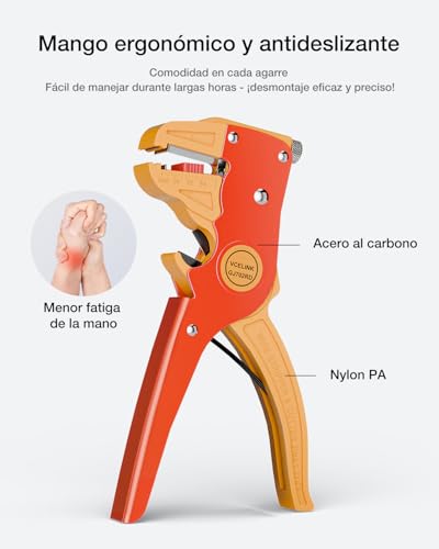 Miniatura 5 de Vcelink Pelacables Automático, 2-En-1 Pelacables Multifuncional De Ajuste Desmontaje Del Alambre 0,2-6mm Para Pelar Y Cortar Cables
