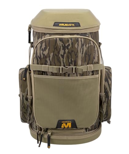 Image of Muddy Pro Treestand Pack - Mossy Oak Bottomland Hunting Backpack with EVA Molded Main Compartment, Bow /Gun Carry Boot, Quiver Points & Air-Cooled Shoulder Straps