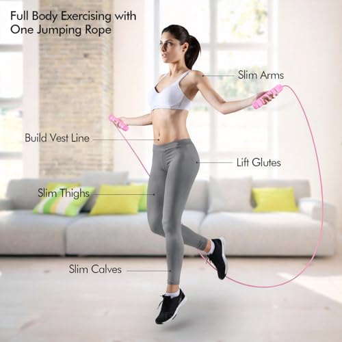 Image of Jump Rope, Tangle-Free Rapid Speed Jumping Rope Cable with Ball Bearings for Women, Men, and Kids, Adjustable Steel Jump Rope with Foam Handles for Home Gym Exercise Fitness Workout Equipment & Slim Body