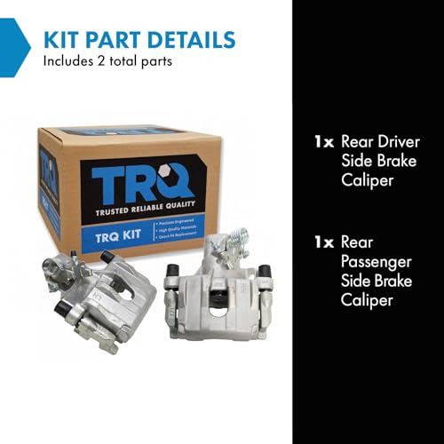 Image of TRQ Rear Brake Caliper Set Zinc Coated Brackets Hardware Compatible with 2012-2018 Ford Focus
