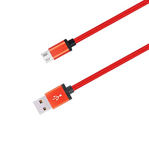 Suplink 2.0 Micro USB to USB Cable Nylon Braided Charging Cable - 6 Feet (1.8 Meters) – Red – 3-Pack