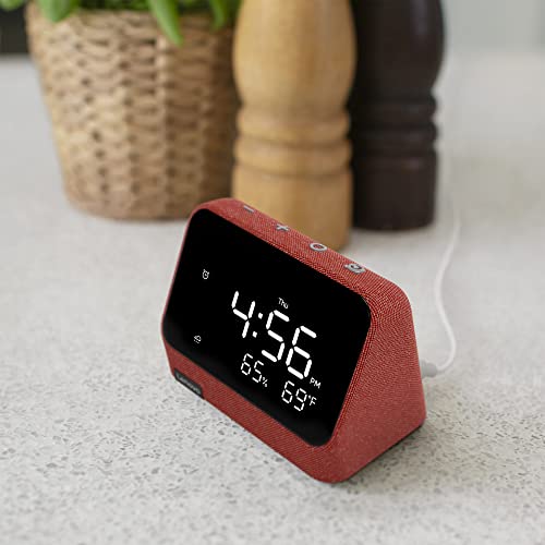 Lenovo Smart Clock Essential with Alexa Built-in - Digital LED with Auto-Adjust Brightness - Smart Alarm Clock with Speaker and Mic - Compatible with Lenovo Smart Clock Docking