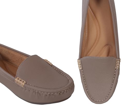 Image of Pluxh Women Ballet Flats | Slip-On Casual & Formal Shoes | Elegant Metal Accent Design, Soft Cushioned Insole with Flexible Anti-Slip Sole | Office Wear, Daily Use & Travel Footwear