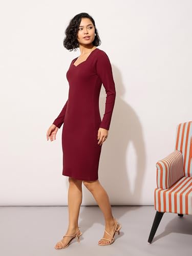 Image of barcino Black Rib Sweetheart Neck Knee Dress