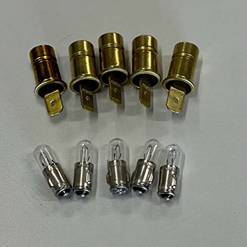 Pirate Mfg (5) Dash Light Bulb Sockets with Bulbs - Compatible with VW Type 1, 2, 3, Super Beetle, Thing and Ghia