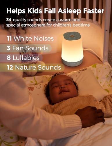 Image of Baby Sound Machine, Momcozy White Noise Machine for Baby Sleeping with Night Light, Toddler Sleep Trainer with 34 Soothing Sounds, Timer, App Remote Control, Personal Sleep Routine(Green)