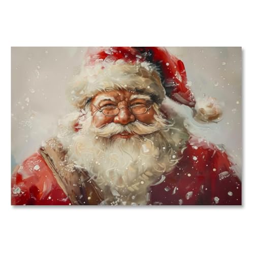 Vintage Christmas Canvas Wall Art Santa Claus Portrait Prints Poster Antique Holiday Oil Painting...