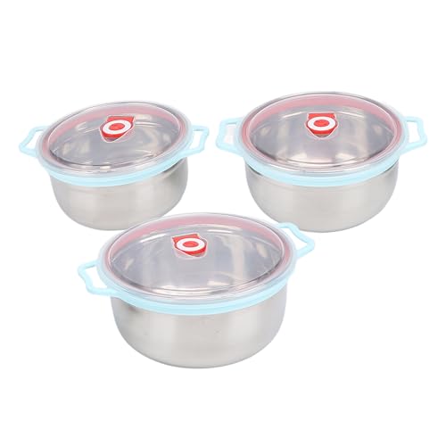 ZAWELIYO Mezcla de Tazones con Tapas, Tazón de Anidación de Acero Inoxidable, Ensaladera de Tazones de Metal, Tazón de Mezcla con Tapa para Preparación de Alimentos, Hornear, Ensalada, (A)