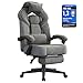 SONGMICS Gaming-Stuhl, Bürostuhl, Computerstuhl, ergonomisches Design, mit Fußstütze, verstellbares Kopfkissen, Lendenkissen, Tragkraft 150 kg, schiefergrau OBG077G01