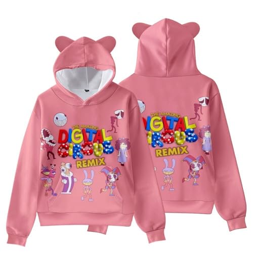 Girls Cartoon Print The Amazing Digital Circus Cat's Ears Design 3D Hooded Sweatshirt3