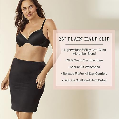 Jones Ny Women's Silky Touch 23" Anti-Cling Knee Length Half Slip Skirt, Black, M #TOP3