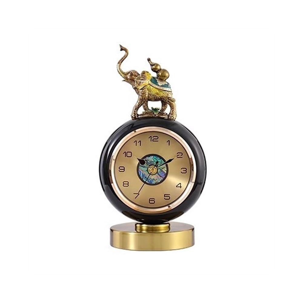 S5b8W3g7 Mantel Clocks Ceramic Desk Clock Home Desktop Silent Sitting Office Living Room TV Cabinet Decoration Decorate(Black)