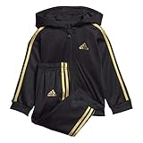 Normale Passform adidas Unisex Kinder I Shiny Fz Hd J Trainingsanzug, Black/Goldmt, 104