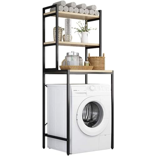 Étagère machine à laver rangement meuble salle de bain 3 niveaux noir