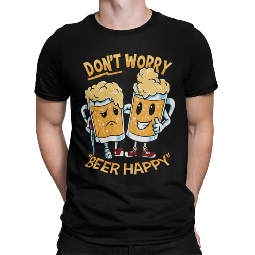 Camisetas La Colmena 5559-Happy Beer (3XL, Negro)