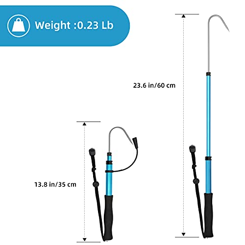 SANLIKE Telescopic Fishing Gaff, Aluminum Fishing Spear Hook Tackle, Portable Fish Gaff Pole with Nonslip Handle, for Freshwater and Saltwater Fishing Offshore, Float When Extending - Thumbnail 2