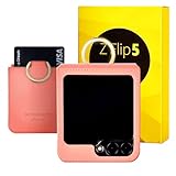 [BeYourSanta] Galaxy Z Flip 5 Case Bosco & Bianco with Card Holder, Camera Cover, and Hinge Protection - Italian Vegan Leather | Ring Holder, Wireless Charging (Coral Pink, Z Flip5 Bianco)