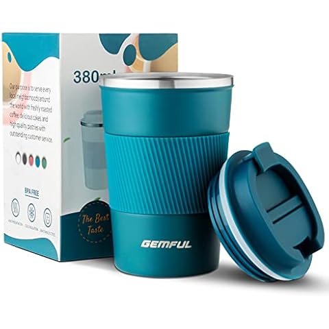 GEMFUL Taza de Café sin BPA con Funda de Silicona y Aislamiento Térmico Cover