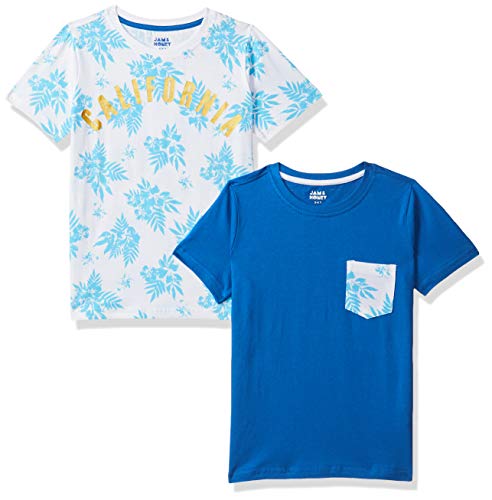 Image of Amazon Brand - Jam & Honey Boys T-Shirt (Pack of 2) - Soft and Comfortable, Round Neck, Print Pattern, 100% Cotton Material