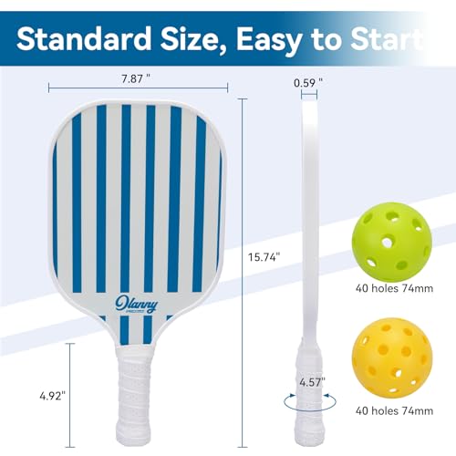 Image of OLANNY Graphite Pickleball Paddles Set- Premium Rackets Fiber Face & Polymer Honeycomb Core Pickleball Set Includes Pickleball Paddles + Pickleball Balls+ Replacement Soft Grip + 1 Bag
