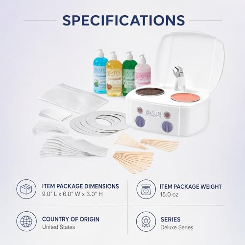 Image of Satin Smooth Professional Dual Wax Warmer Kit - Hair Removal System with Hard & Soft Wax Accessories, Pre & Post-Wax Care Supplies, Spa Waxing Kit for Face and Body