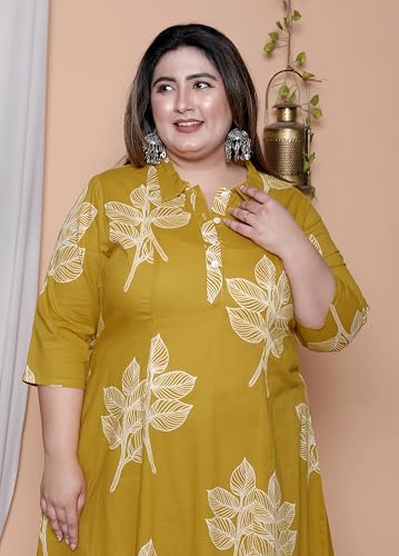 Image of NISHIRE Women's Cotton Floral Co-ord Kurta Set, Plus Size Stylish Ethnic Wear Set