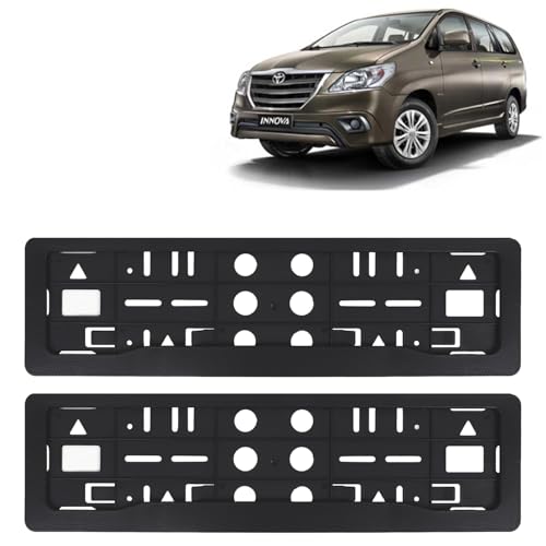 Image of KINGSWAY Innova Car Number Plate Frames for All 2004 to 2012 Models of Toyota Car Registration Plate Holders, Black Licence Plate Covers (Front and Rear), Universal Size 51.5 x 14.5 cm