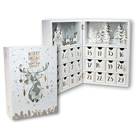 Holz Adventskalender Buch mit 24 Boxen Cover