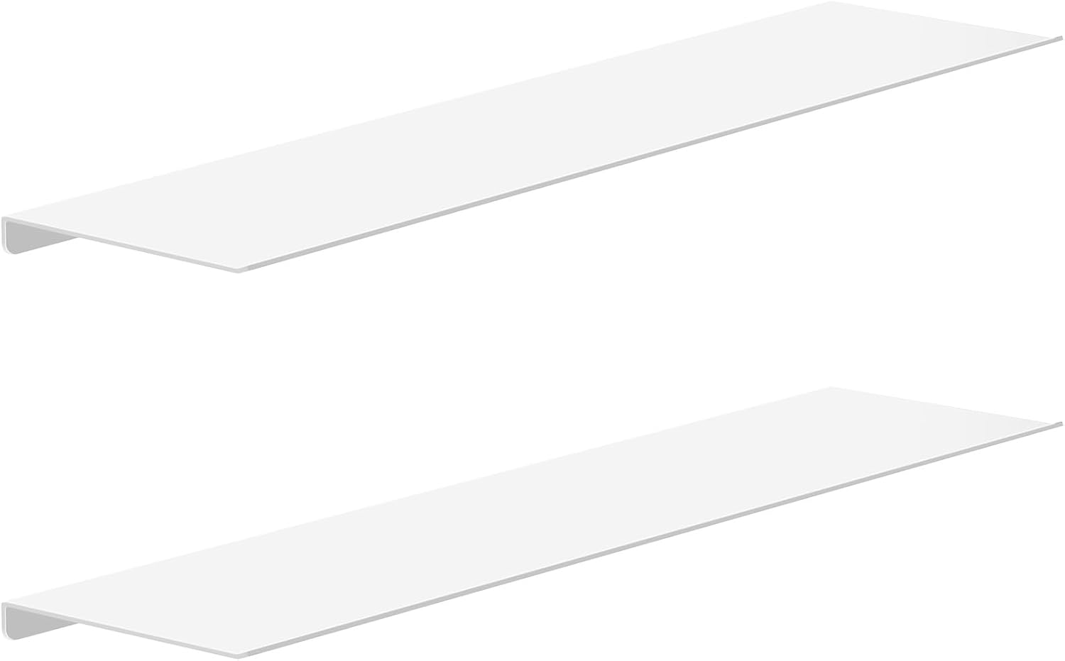 MKO 20" Floating Shelves for Wall, Long Metal Wall Mounted Shelf for Bathroom, Bedroom, Living Room, Kitchen, Display Hanging Shelves for Books/Storage/Room Decor 2 Packs, White White 20 IN