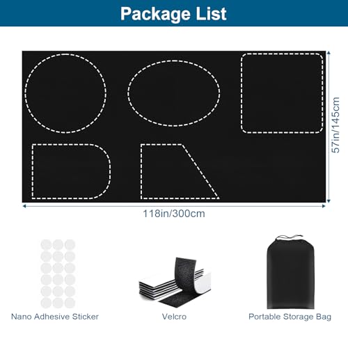 100% Blackout Curtains for Bedroom, Portable DIY Window Blinds, No Drill Window Shades & Blackout Blinds with Stickers & Tabs for Travel, Dorm Room, Media Room (118" x 57") - Image 6