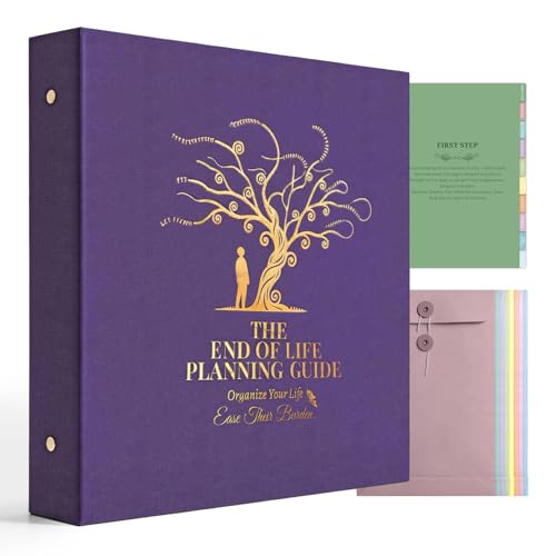 End of Life Planner When i Die Binder with Document Pocket The End of Life Planning Guide Folder Organizer for Estate & Funeral Planning Important Personal Info Final Wish Letter 8.5x11 (Purple)