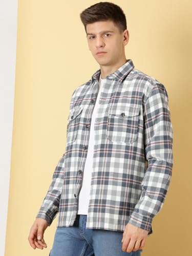 Image of Thomas Scott Men's | Checks | Full Sleeve | Regular Fit | 100% Cotton | Double Pocket | Spread Collar | Casual Shirt