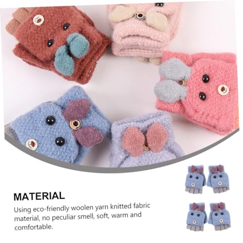 2pairs Cartoon Dog Knitted Gloves for Boy Girl of Warm Half Finger Gloves Fun and Comfortable Design for Activities Easy to Wear Random Color4